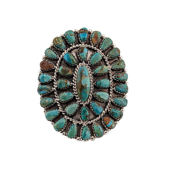 Handcrafted Navajo Cluster Ring Size 7 3/4 Women's Signed Boho Jewelry ** - Picture 5 of 10